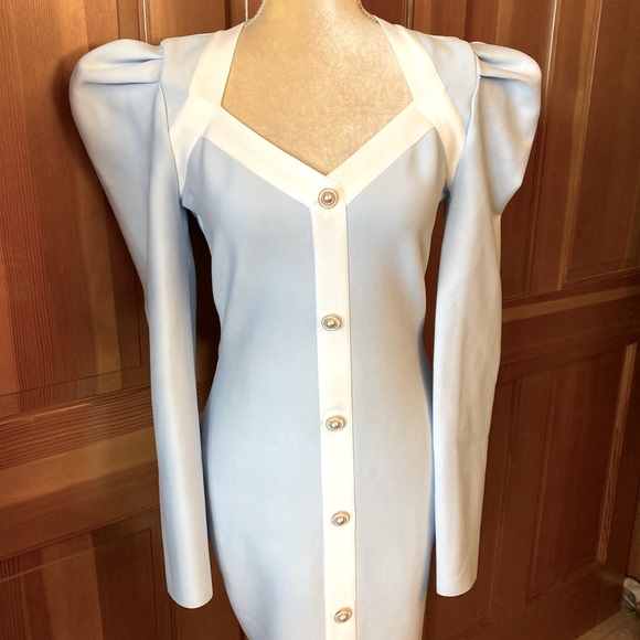 Baby Blue Sweetheart Neck Bodycon Dress - Picture 6 of 13
